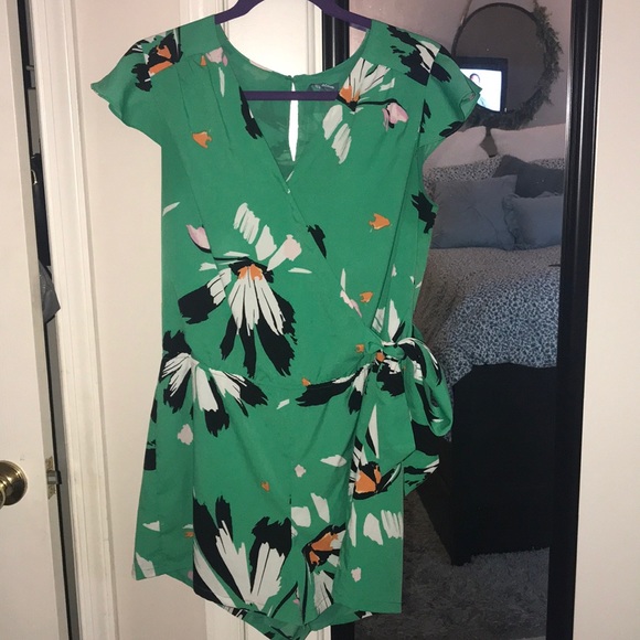 Pants - Green floral romper